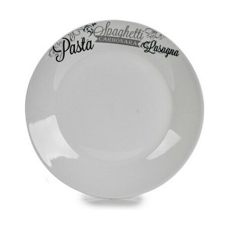 Piatto da pranzo Ø 24,4 cm Bianco Nero Porcellana Pasta (10 Unità)