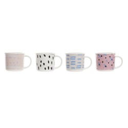 Tazza Mug DKD Home Decor Nero Azzurro Rosa Bianco Gres (310 ml) (4 Unità)