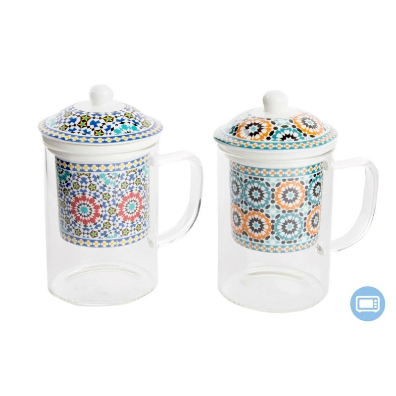 Tazza con Filtro per Infusioni DKD Home Decor Multicolore Arancio Piastrella Arabo 300 ml (2 Unità) Tazza con Filtro per Infusioni DKD Home Decor Multicolore Arancio Piastrella Arabo 300 ml (2 Unità)