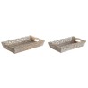 Set di Vassoi Home ESPRIT Bianco Naturale Legno di mango 40,5 x 25,5 x 6,5 cm (2 Unità)