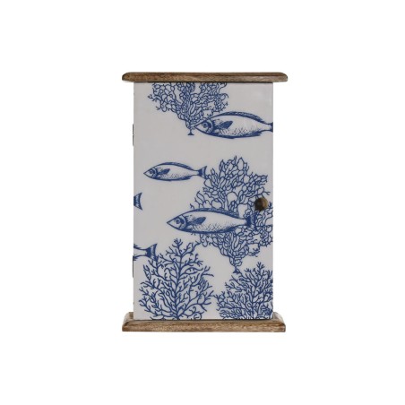 Armadietto portachiavi Home ESPRIT Azzurro Bianco Naturale 18 x 7,5 x 28 cm