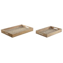 Set di Vassoi Home ESPRIT Bianco Naturale Indiano 44 x 29 x 5 cm (2 Unità)