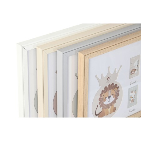 Cornice Portafoto Home ESPRIT Cristallo Legno MDF 56,5 x 2 x 27,5 cm (4 Unità)