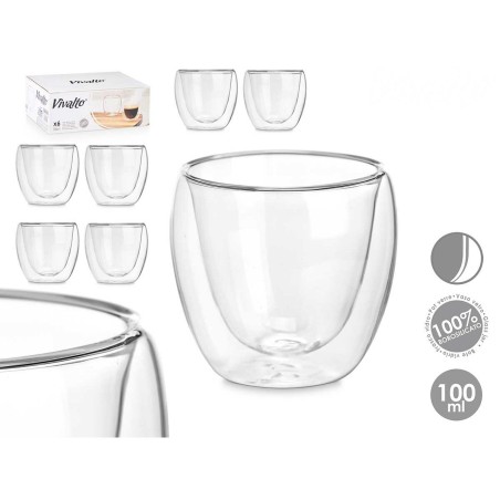 Bicchiere di acqua Vivalto OCT-DG2319 Trasparente Vetro Borosilicato 100 ml (6 Unità)