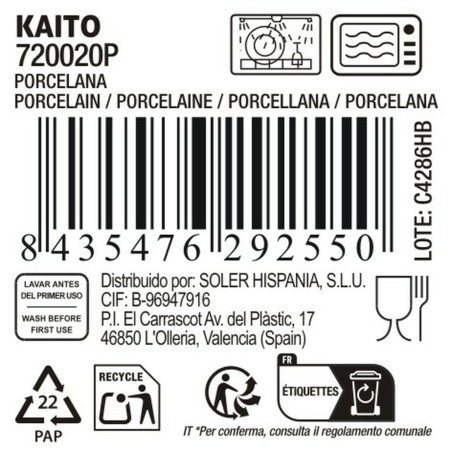 Teglia da Cucina La Mediterránea Kaito Rotonda (18 Unità)