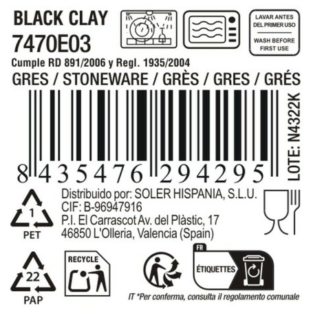 Piatto da pranzo La Mediterránea Black clay