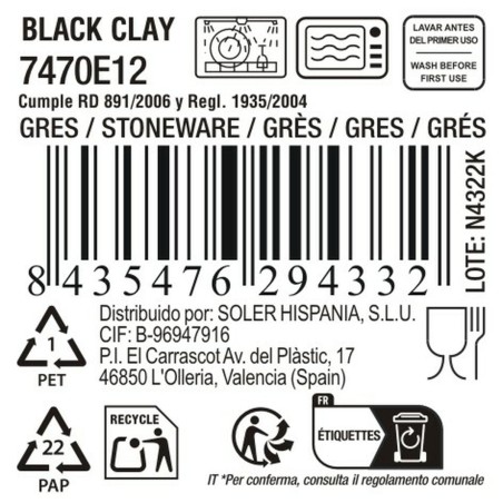 Ciotola La Mediterránea Black clay
