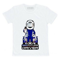 Maglia a Maniche Corte per Bambini Sparco Future Racer Bianco