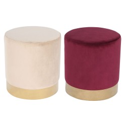 Poggiapiedi DKD Home Decor Beige Bordeaux Velluto 40 x 40 x 42 cm (2 Unità)