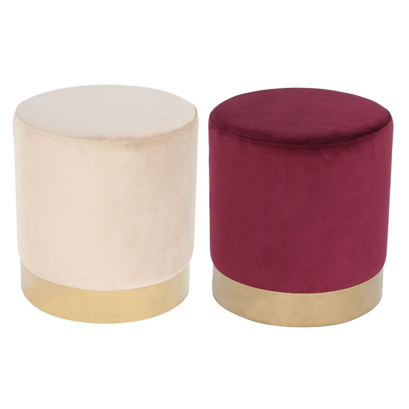 Poggiapiedi DKD Home Decor Beige Bordeaux Velluto 40 x 40 x 42 cm (2 Unità) Poggiapiedi DKD Home Decor Beige Bordeaux Velluto 40 x 40 x 42 cm (2 Unità)