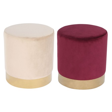 Poggiapiedi DKD Home Decor Beige Bordeaux Velluto 40 x 40 x 42 cm (2 Unità)