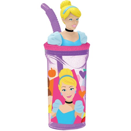 Bicchiere con Cannuccia Disney Princess CZ11334 3D Rosa