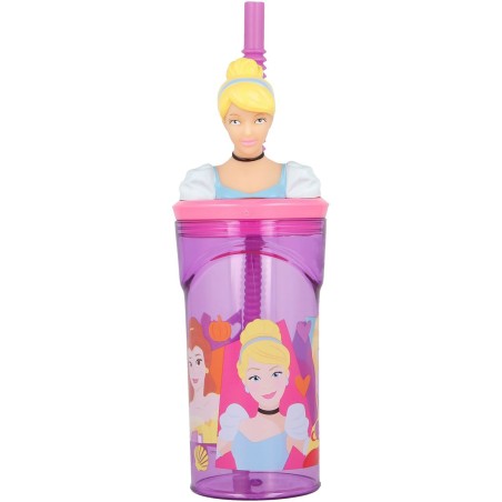 Bicchiere con Cannuccia Disney Princess CZ11334 3D Rosa