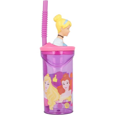 Bicchiere con Cannuccia Disney Princess CZ11334 3D Rosa