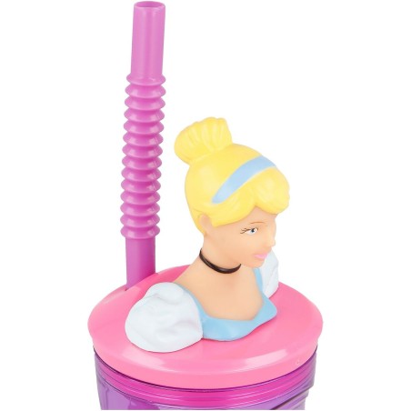 Bicchiere con Cannuccia Disney Princess CZ11334 3D Rosa