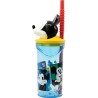 Bicchiere con Cannuccia Mickey Mouse CZ11336 3D Azzurro