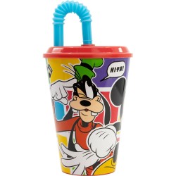 Bicchiere con Cannuccia Mickey Mouse CZ11364 430 ml