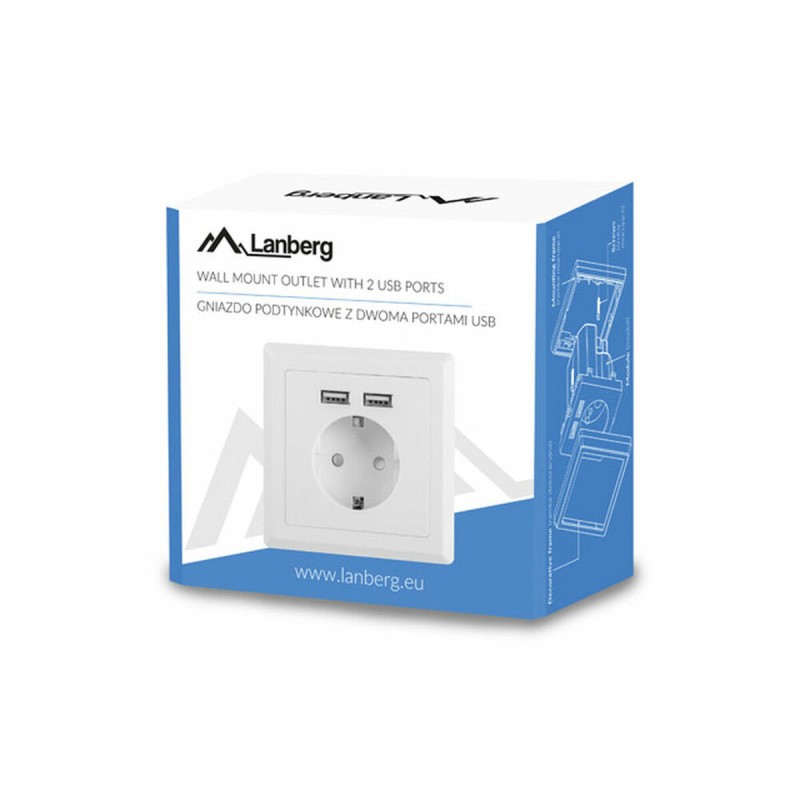 Spina di Alimentazione Lanberg AC-WS01-USB2-F Spina di Alimentazione Lanberg AC-WS01-USB2-F