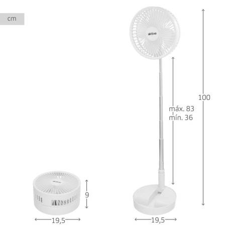 Ventilatore Portatile Pieghevole Aktive Ricaricabile (4 Unità)