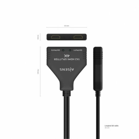 Adattatore di Corrente Aisens A123-0654 HDMI HDCP HDMI x 2