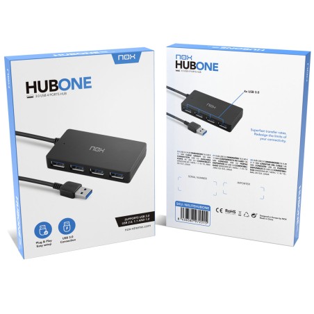 Hub USB Nox-Xtreme NXLITEHUBONE USB x 4 Nero