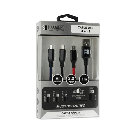 Cavo Micro USB Subblim Premium 3in1