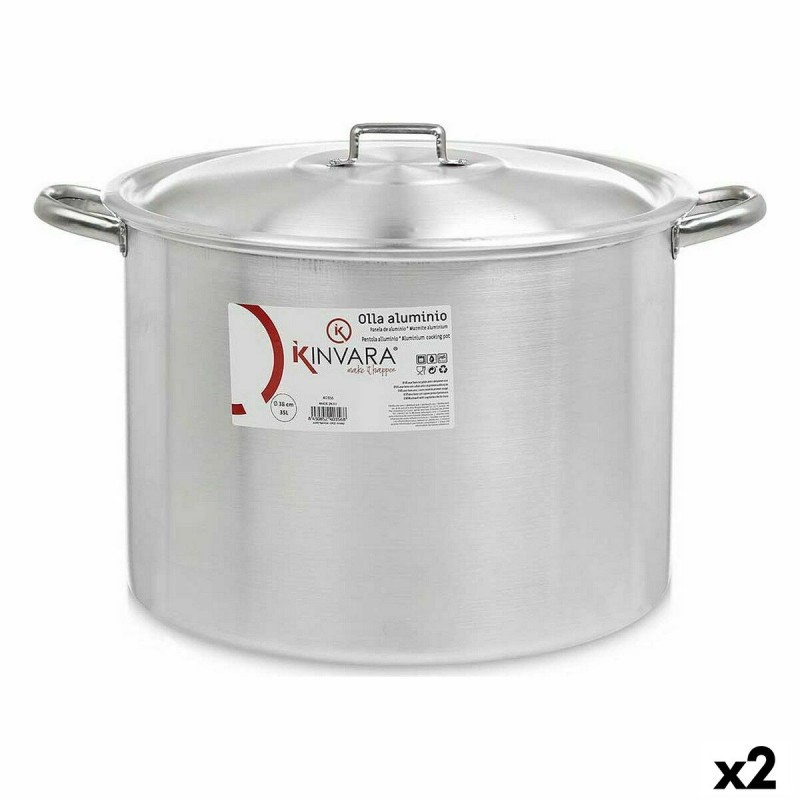 Pentola con Coperchio Kinvara 100042 Argentato Alluminio Ø 36 cm (2 Unità) Pentola con Coperchio Kinvara 100042 Argentato Alluminio Ø 36 cm (2 Unità)