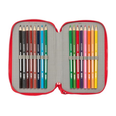 Plumier Triplo Atlético Madrid Rosso 12,5 x 19,5 x 5,5 cm 36 Pezzi