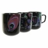 Tazza Mug DKD Home Decor Porcellana Nero Rosa Multicolore 3 Unità (11,5 x 8,5 x 10 cm) (380 ml)
