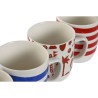 Tazza Mug Home ESPRIT Azzurro Rosso Porcellana Boho 380 ml (4 Unità)