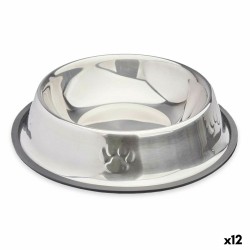 Ciotola per cani Mascow 309 Grigio Argentato Gomma Metallo 26 x 7 x 26 cm (12 Unità)
