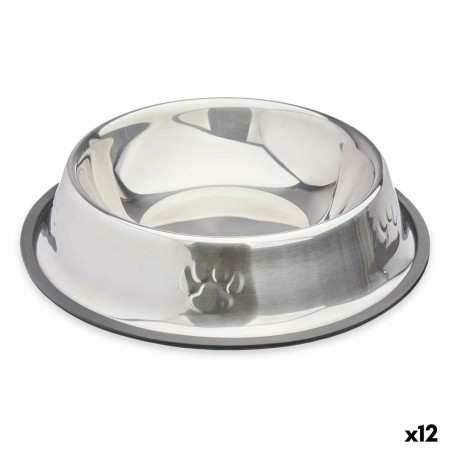Ciotola per cani Mascow 309 Grigio Argentato Gomma Metallo 26 x 7 x 26 cm (12 Unità)