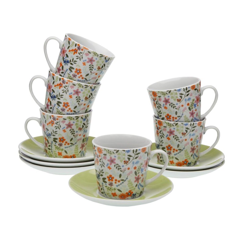 Set di Tazze e Piatti Versa Porcellana Fiori Set di Tazze e Piatti Versa Porcellana Fiori