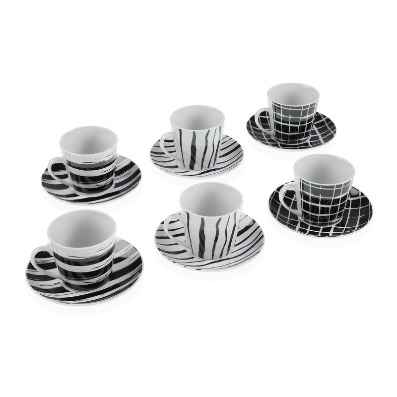 Set di Tazze e Piatti Versa Nero Porcellana Set di Tazze e Piatti Versa Nero Porcellana