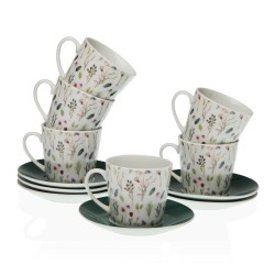 Set di Tazze e Piatti Versa Sansa Porcellana 9 x 14 x 14 cm 10,5 x 8 x 6 cm 14 x 14 x 2 cm Fiori Tè (12 Pezzi)