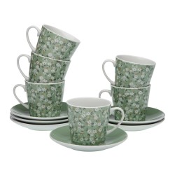 Set da Tè Versa Porcellana 9 x 14 x 14 cm 10,5 x 8 x 6 cm 14 x 14 x 2 cm Fiori 6 Unità