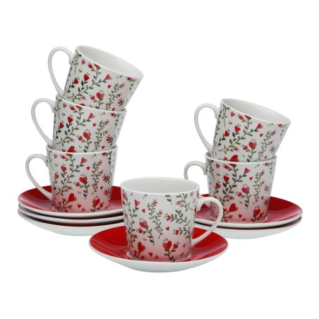 Set da Tè Versa Porcellana 9 x 14 x 14 cm 10,5 x 8 x 6 cm 14 x 14 x 2 cm Cuori 6 Unità