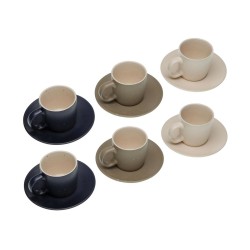 Set di 6 Tazze da Tè con Piatto Versa Tashi Gres 8,3 x 7,8 x 8,3 cm