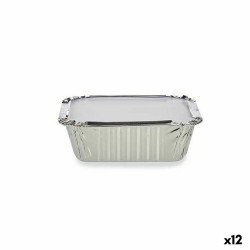 Set di vassoi per Alimenti Kinvara 16144 Alluminio 14,5 x 7,5 x 12,5 cm Monouso Con coperchio (12 Unità)
