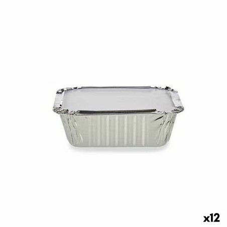 Set di vassoi per Alimenti Kinvara 16144 Alluminio 14,5 x 7,5 x 12,5 cm Monouso Con coperchio (12 Unità)