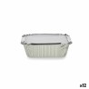 Set di vassoi per Alimenti Kinvara 16144 Alluminio 14,5 x 7,5 x 12,5 cm Monouso Con coperchio (12 Unità)