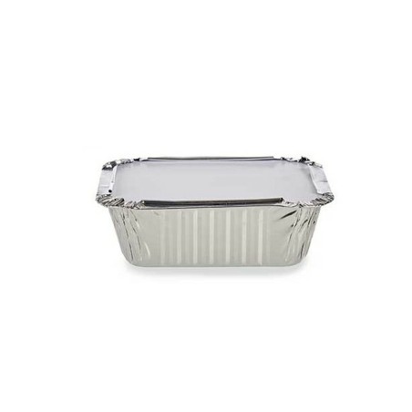 Set di vassoi per Alimenti Kinvara 16144 Alluminio 14,5 x 7,5 x 12,5 cm Monouso Con coperchio (12 Unità)
