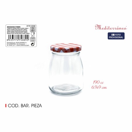 Barattolo di Vetro Mediterraneo Multiuso 190 ml Vetro (48 Unità)