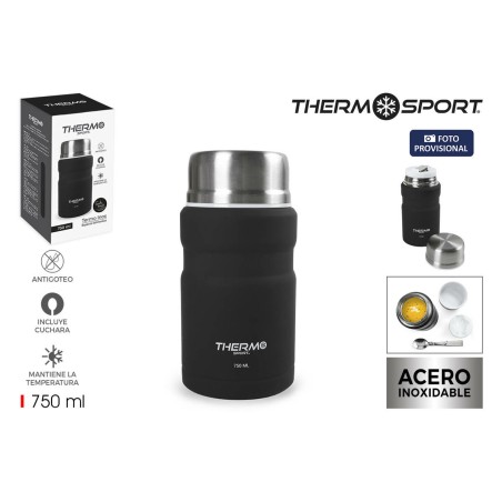 Thermos per Alimenti ThermoSport Nero Acciaio 750 ml (6 Unità)