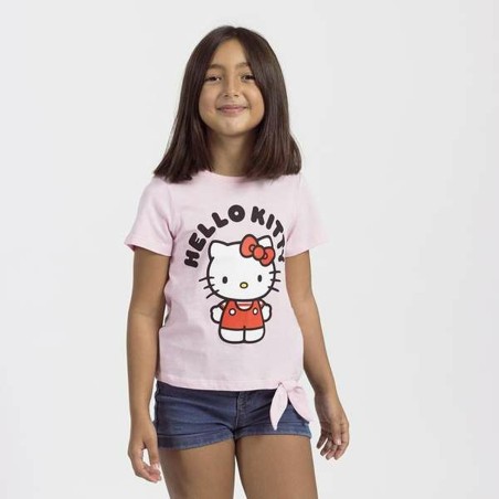 Maglia a Maniche Corte per Bambini Hello Kitty Rosa Rosa chiaro