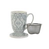 Tazza con Filtro per Infusioni Home ESPRIT Azzurro Beige Acciaio inossidabile Porcellana 380 ml (2 Unità)
