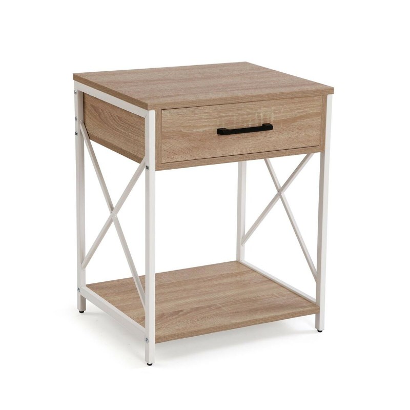 Comodino Versa Bianco PVC Legno Metallo 40 x 60 x 48 cm Comodino Versa Bianco PVC Legno Metallo 40 x 60 x 48 cm