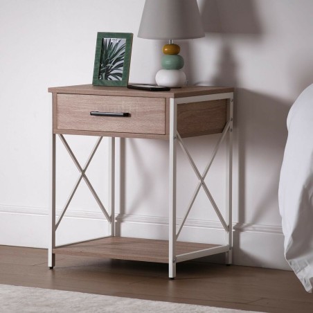 Comodino Versa Bianco PVC Legno Metallo 40 x 60 x 48 cm