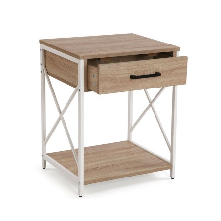 Comodino Versa Bianco PVC Legno Metallo 40 x 60 x 48 cm