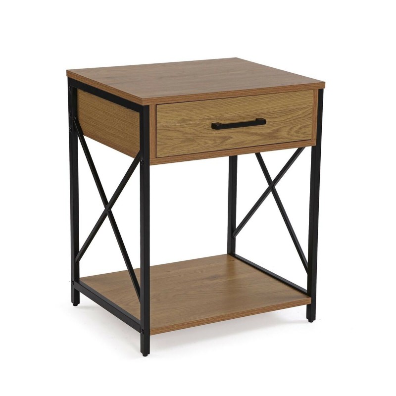 Comodino Versa Nero PVC Legno Metallo 40 x 60 x 48 cm Comodino Versa Nero PVC Legno Metallo 40 x 60 x 48 cm